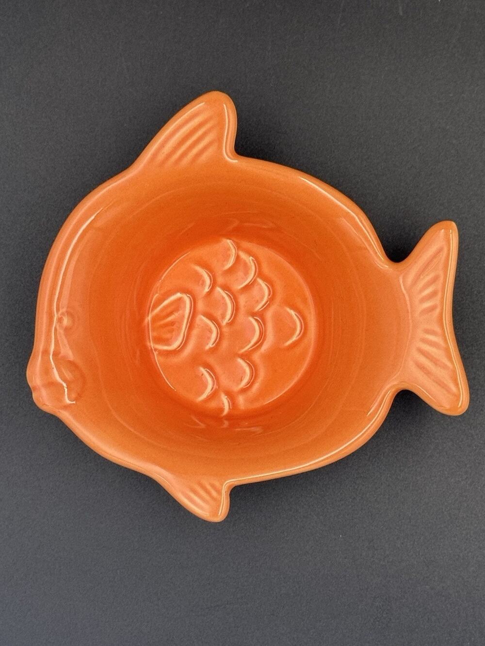 Vintage Chantal Orange Fish Shaped Stoneware Bowl 91-FSB-B7 1.5 Cup